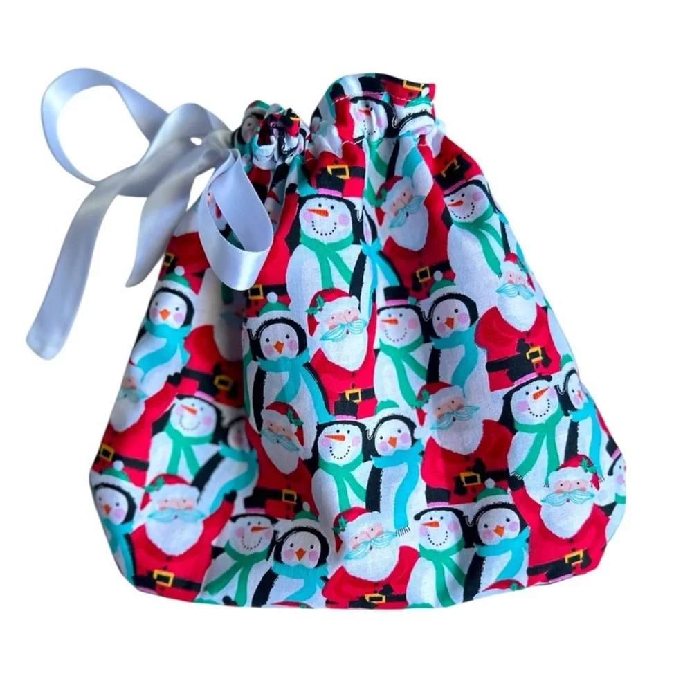 Hand Crafted Colorful Festive Christmas Themed Eco Friendly Reusable Gift Bag